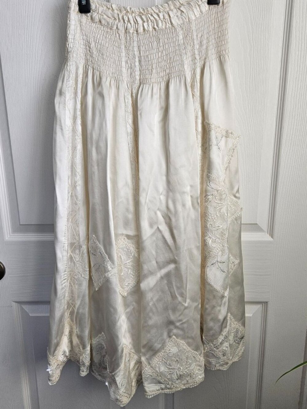 Ivory Viscose Boho Skirt, Made in Italy